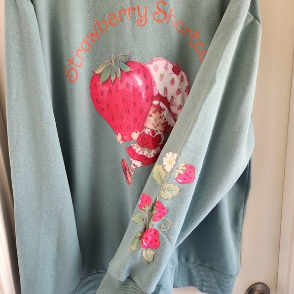Strawberry Shortcake Crewneck Sweatshirt Size Medium Sage Green - Picture 5 of 7